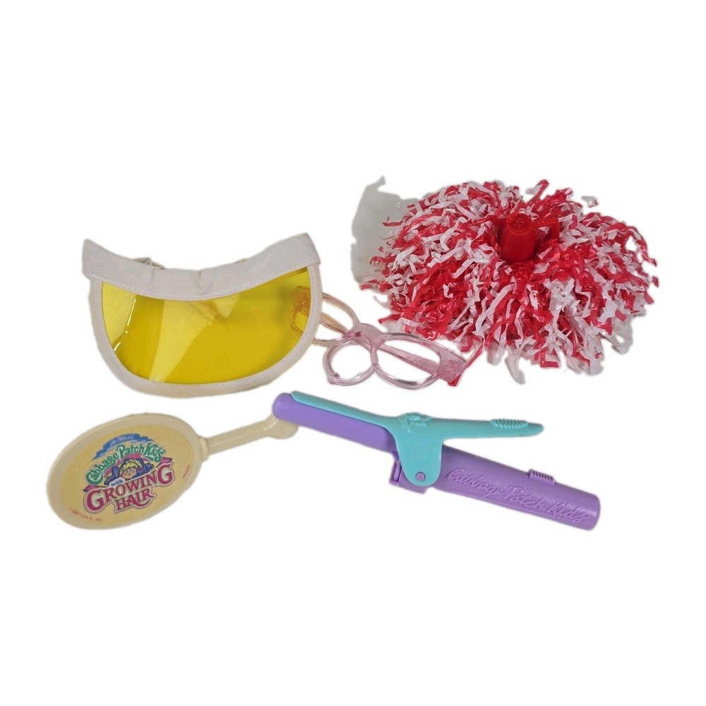 Vintage Cabbage Patch Kids 1987 Brush Curling Iron CPK Visor Glasses Etc Bundle!